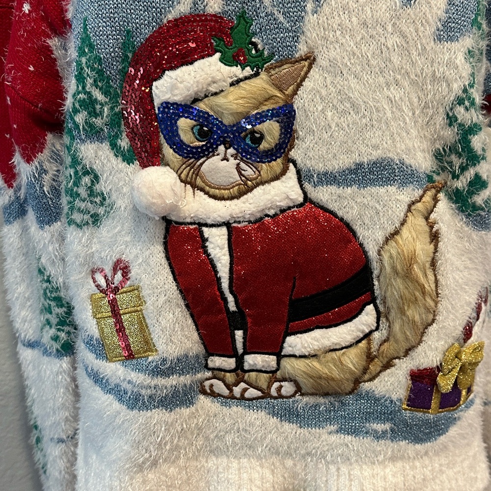 Major Label Group Sz Medium Holiday Cat Sweater • NWT! - Picture 2 of 10